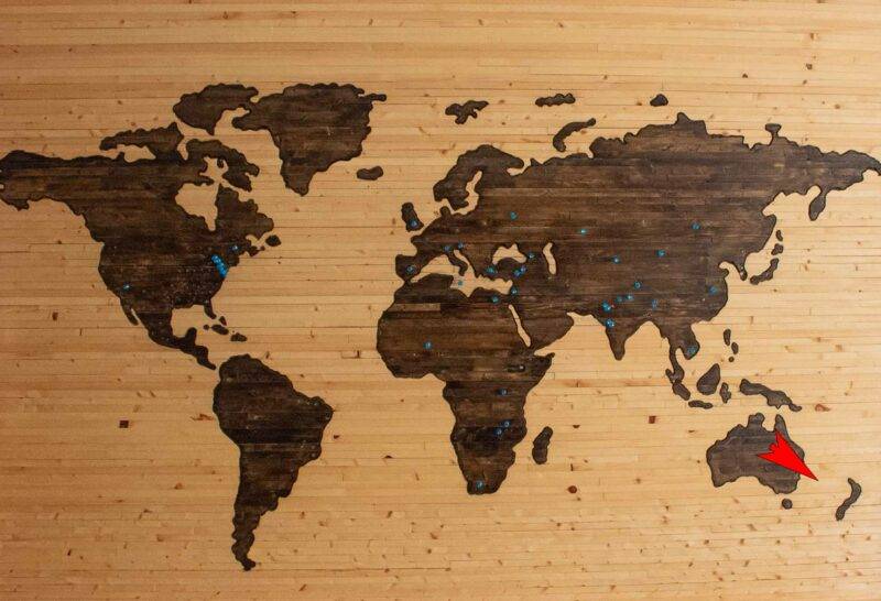 Weltkarte. unten rechts Neuseeland